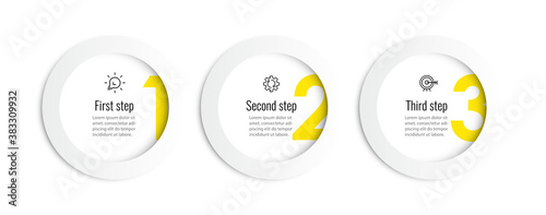 Vector Infographic design template with icons and 3 options or steps. Can be used for process diagram, presentations, workflow layout, banner, flow chart, info graph.