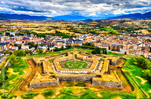 Aerial view Jaca Citadel in Huesca, Spain photo