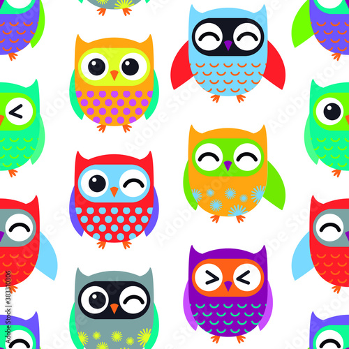 Owls pattern. Vector pattern seamless background. 