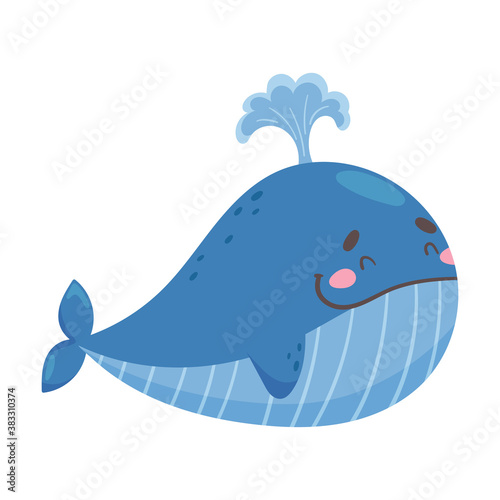 Whale as Sea Animal Floating Underwater Vector Illustration