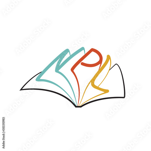 3D concept logotype, combination of book and letters, letters that a made form book pages. Nice acronym of New Public Library