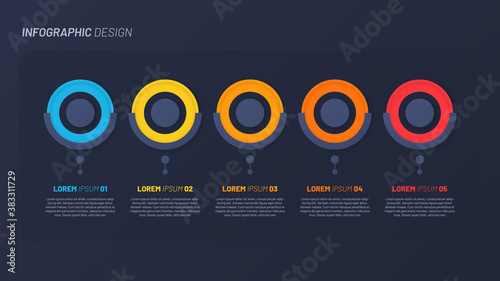 Colorful infographic design, template, concept, presentation. 5 steps