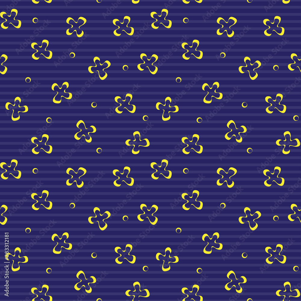 beautiful abstract flowers yellow color ornament object seamless pattern with blue background vector graphic