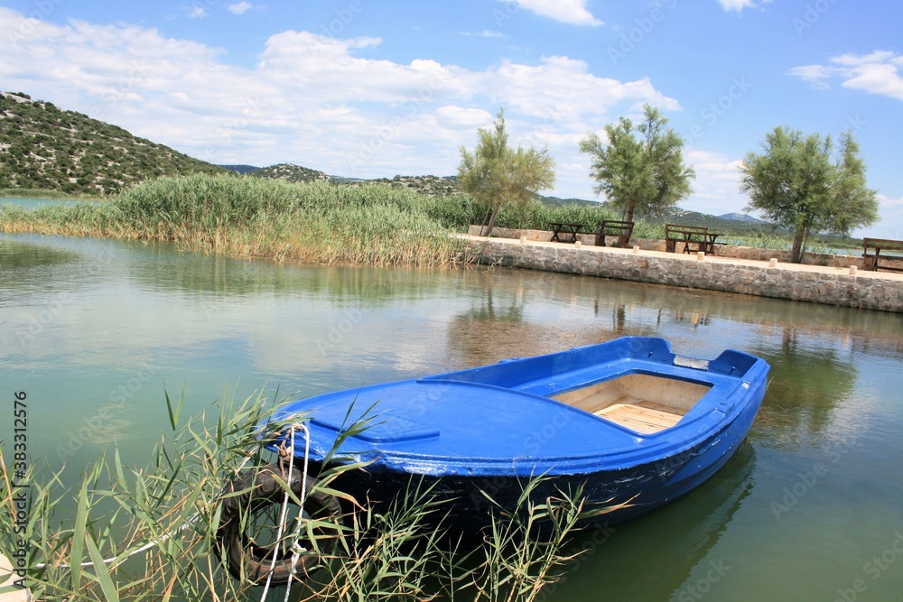 boats on Lake Vrana, near Zadar, Croatia