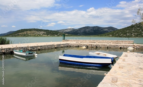 boats on Lake Vrana, near Zadar, Croatia