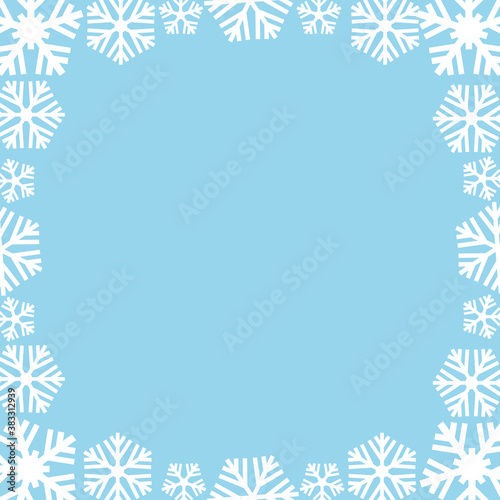 Beautiful snowflakes frame. Vector background for winter or christmas commercial.