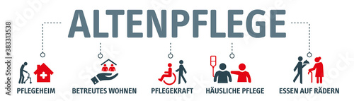 Altenpflege - Banner mit icons und Symbolen -Vektor Illustration photo