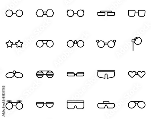 Simple set of eyeglass on white background. photo