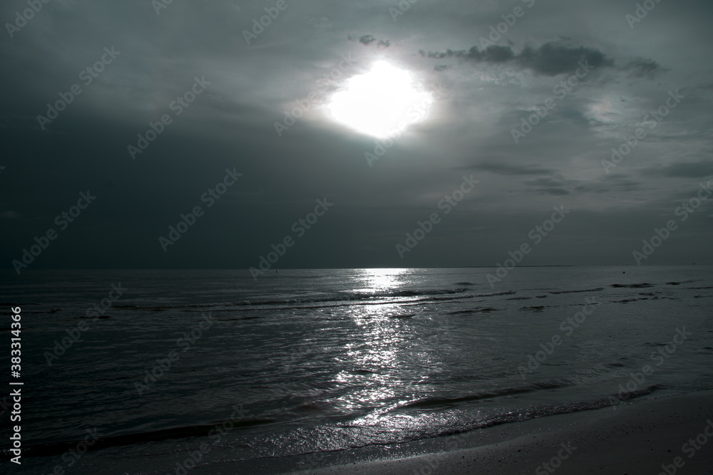 Obraz premium Mar, Cielo, Nubes, Sol, Atardecer