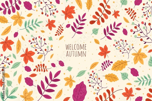 Hand drawn autumn leaves background