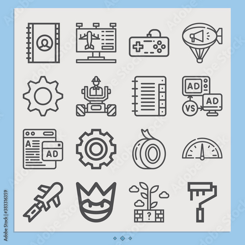 Simple set of delayed related lineal icons.