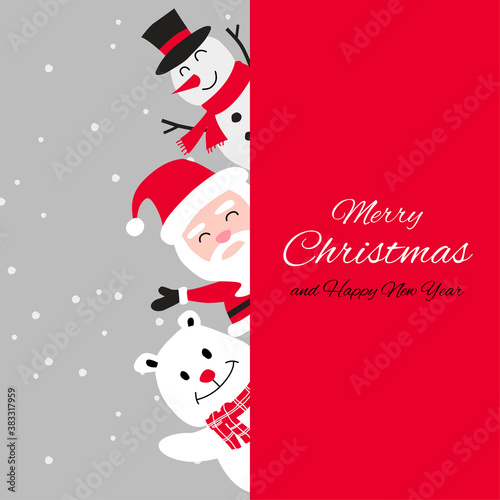 Snowman polar bear and santa cluas are happy emotion with Christmas invitation card design © Terd486