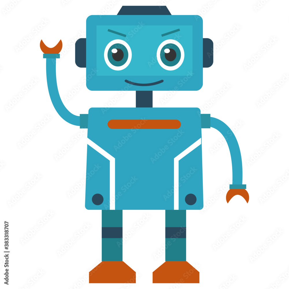
Robot flat icon design, artificial person 
