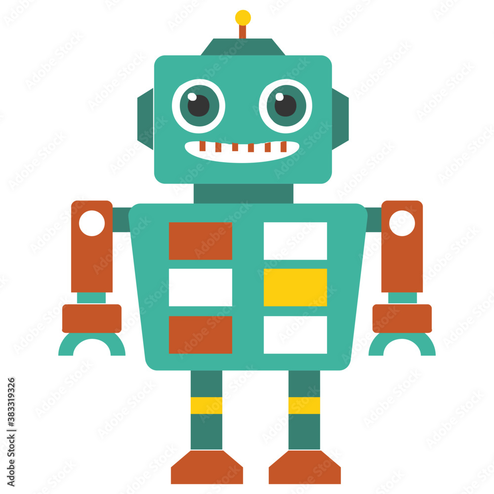 Fototapeta premium Robot flat icon design, artificial person 