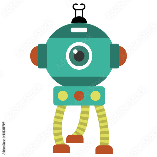  Robot flat icon design, artificial person 