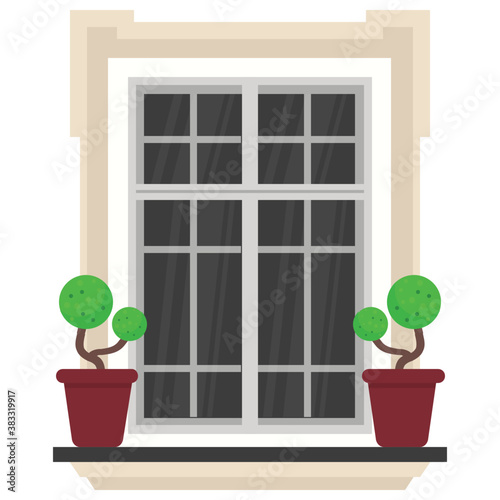 
A window shutter depicting exterior of the home 
