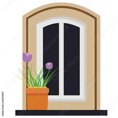 
A window shutter depicting exterior of the home 
