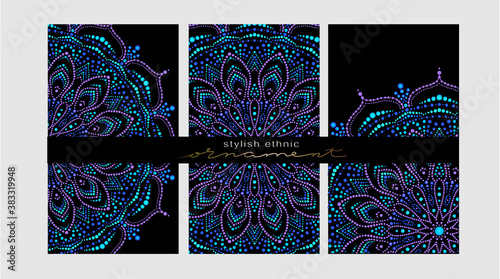 Dot mandala for acrylic painting. Spot painting point to point. Abstract design of mandala in dot paint style. Good for cover, invitation, banner, placard, brochure, poster, card, flyer and other.