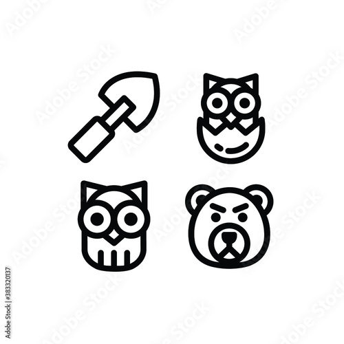 Autumn icon set with Owl, Bear, Animal And Shovel, Vector Illustrations. photo