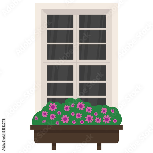 
A window shutter depicting exterior of the home 
