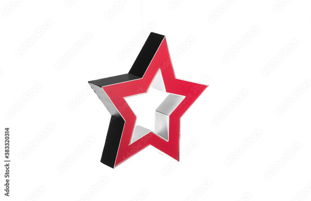 red festive five-pointed star isolated on white background red festive five-pointed star isolated on white background