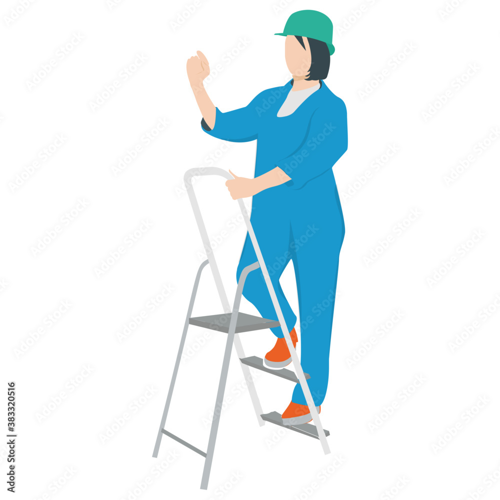 A person with wrench and ladder denoting repairing man
A person with wrench and ladder denoting repairing man
