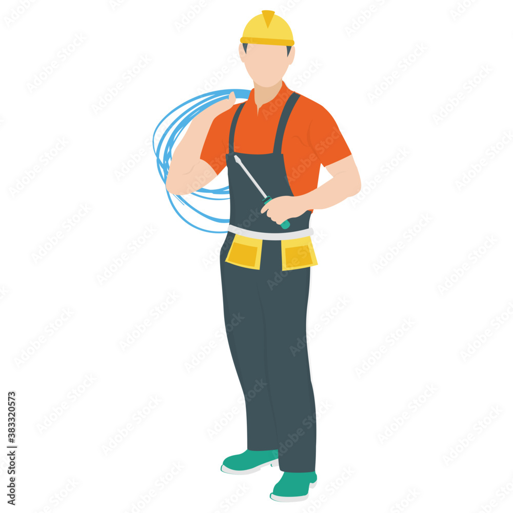 Flat icon of a service technician, electrical maintenance
Flat icon of a service technician, electrical maintenance
