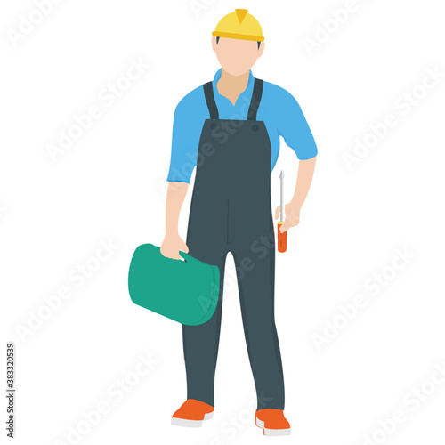 
Person with a toolbox for electricity repairing, electrician
