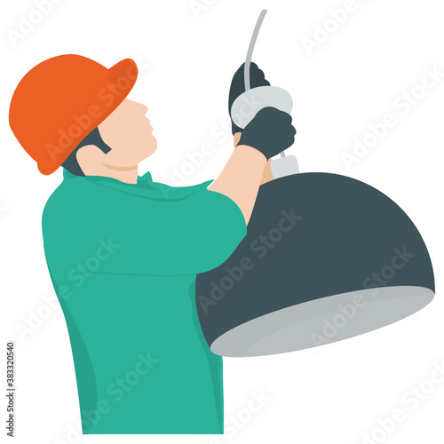 
Flat icon of a  service technician, electrical maintenance 
