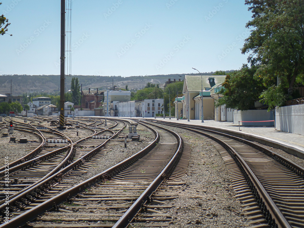 empty railway station tracks 