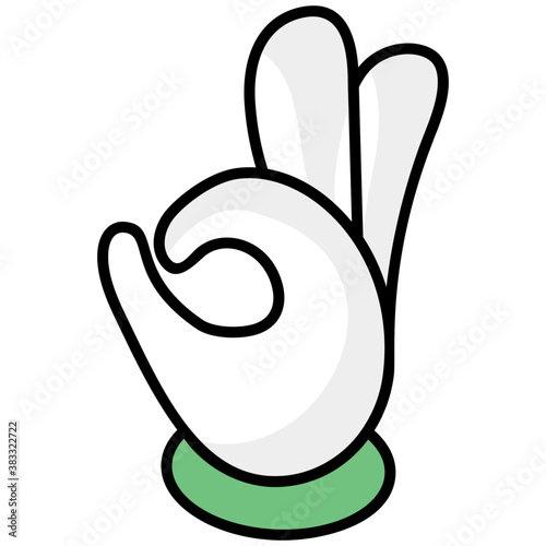 
Cartoon hand showing ok sign, non verbal communication
