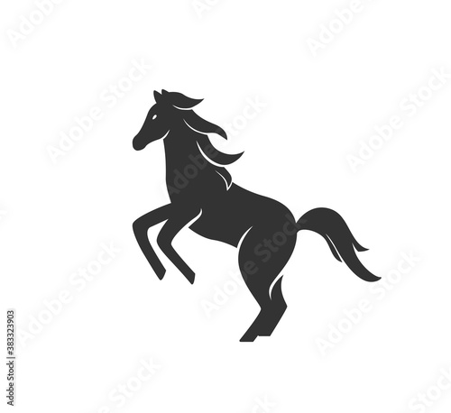 Horse silhouette vector illustration. Black and white stallion logo. Isolated on white background