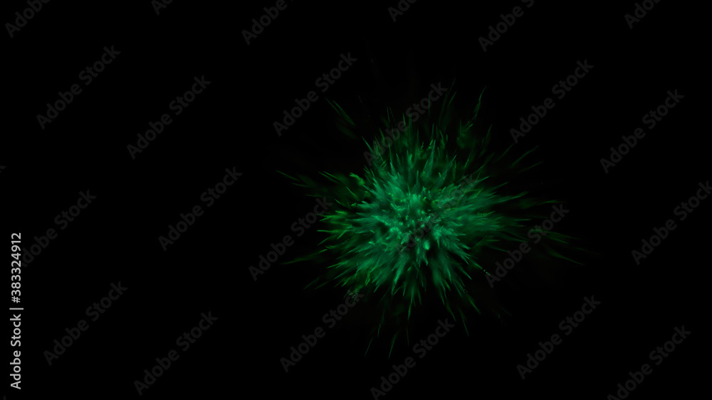Fototapeta premium Explosion of colored particles on black background