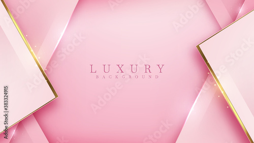 Luxury golden line background pink shades in 3d abstract style. Illustration from vector about modern template deluxe design.