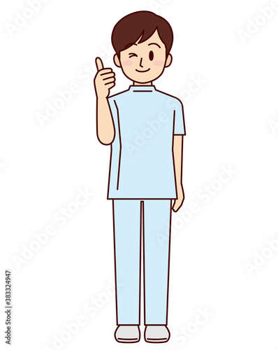 いいねをする男性看護師