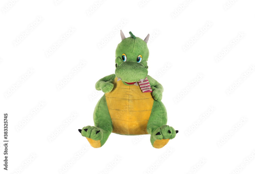 Fototapeta premium plush toy dragon isolated on white background
