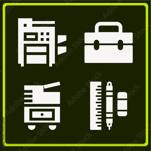 Trending simple modern set of 4 business establishment filled icons