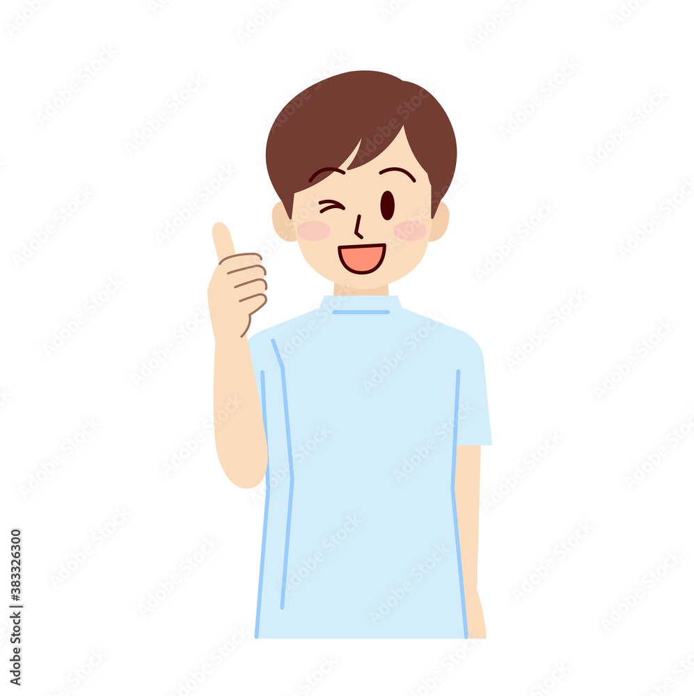いいねをする男性看護師 いいねをする男性看護師