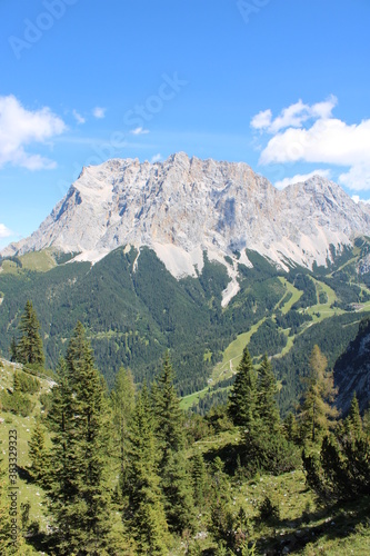 A beautiful alpine mountain panorama in the Austrian Alps close to Ehrwald