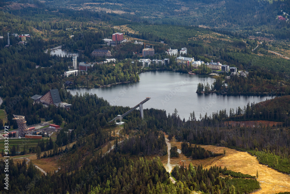 Strbske Pleso lake area seen from Predne Solisko, High Tatras mountains, Slovakia