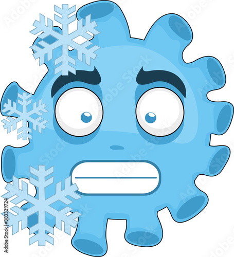 Vector illustration of frozen coronavirus character emoticon