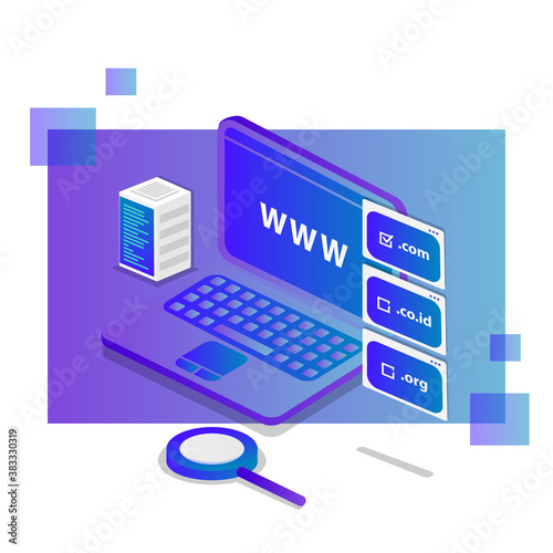 isometric domain registration design vector illustration