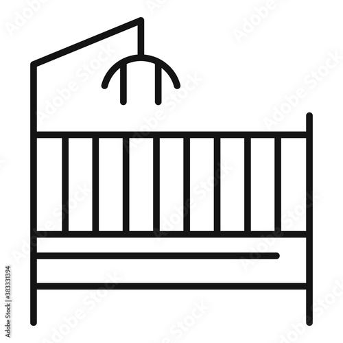 Children room baby toy crib icon. Outline children room baby toy crib vector icon for web design isolated on white background