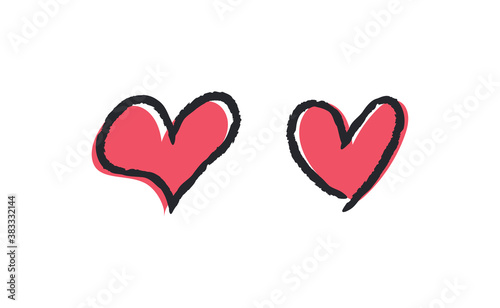 Hand drawn hearts, love icon symbols. Heart doodles. Hand drawn valentine's day design.