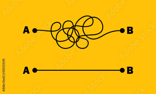 Insane messy line set. Easy and difficult process way line. Vector on isolated background. EPS 10