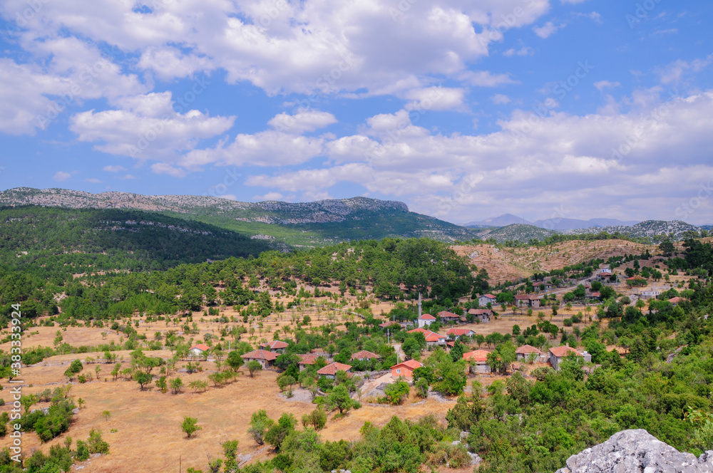 A beautiful village among the mountains.