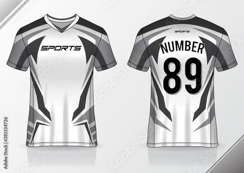 soccer jersey uniform view front back white grey