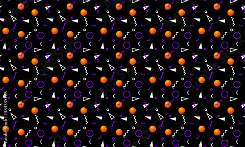 Abstract Halloween themed background and seamless pattern with 80s or 90s style and geometric ornament for Halloween party wrapper