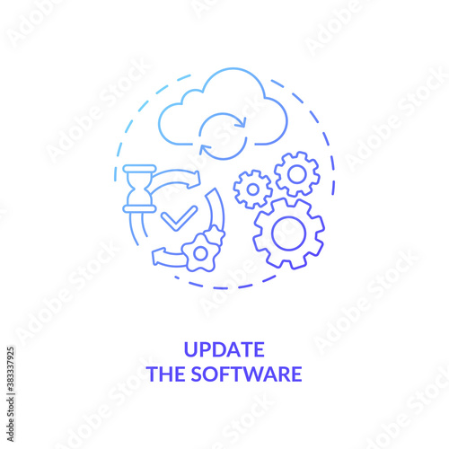 Update software concept icon. Setup instruction idea thin line illustration. Major bugs fixing. Remove outdated features. Significant feature addition. Vector isolated outline RGB color drawing