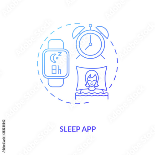Sleep app concept icon. Wearable technology feature idea thin line illustration. Sleep tracker. Body motion. Sleep quality improvement. Diagnostic tool. Vector isolated outline RGB color drawing